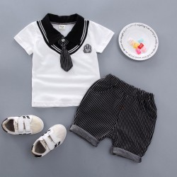 Boys casual short -sleeved suit set-White