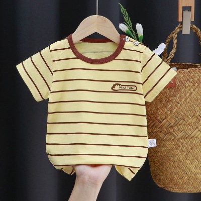 Summer Children Cotton Short-sleeved T-shirt - Coffee Coloratione