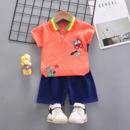 Baby Polo Shirt Shorts Set - Roar Star Short Sediment Orange