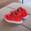 Girls Water Drill Belt Lighting Shoes - Red