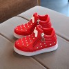 Girls Water Drill Belt Lighting Shoes - Red