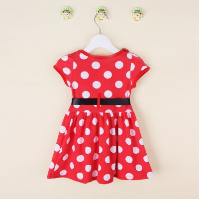 Girls Short Sleeve Fashionable Frock - Red