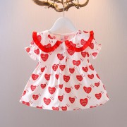 Baby Cotton Short sleeve Frock - Red