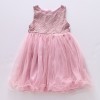 Girls flower mesh party frock-Pink