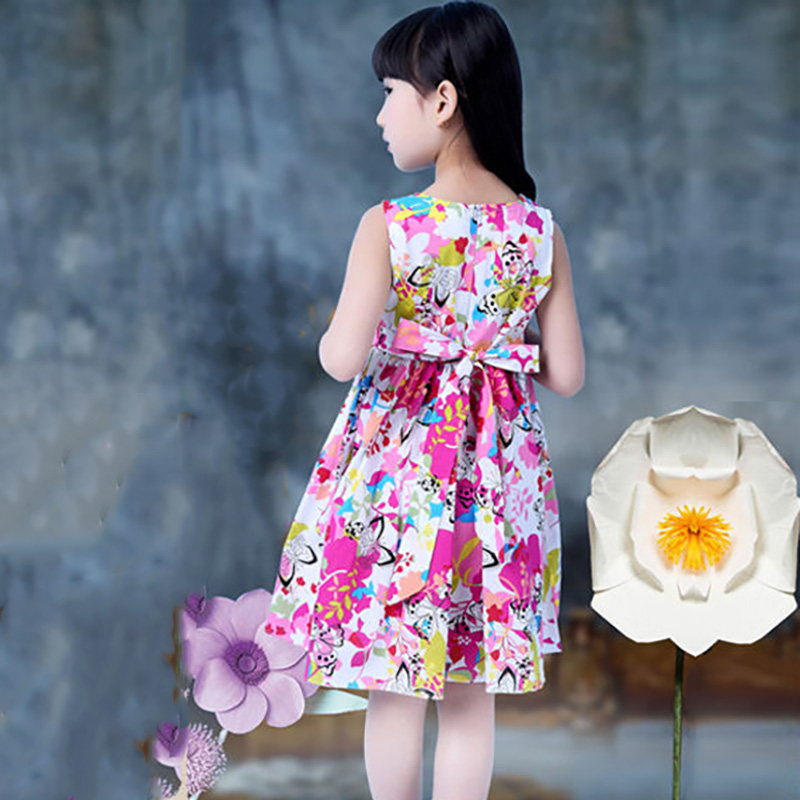 Girls floral sleeveless frock-Pink