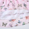 Girls Bubble Sleeve Butterfly Frock - Pink