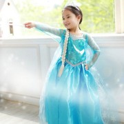 Girls Frozen Princess Elsa Party Dress-sky blue