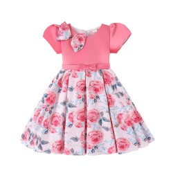 Girls Fashionable Party Frock - Pink Rose