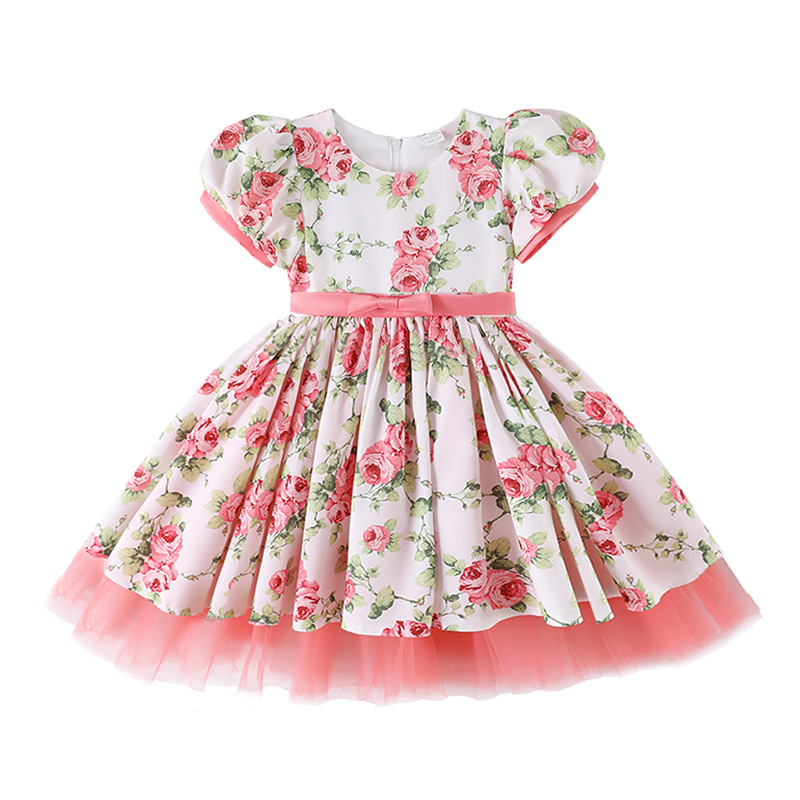 Girls Fashionable Party Frock - Pink Month