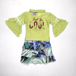 Girls Top and Skirt – Green