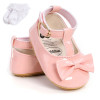 Girls belt soft shoes with socks-Pink