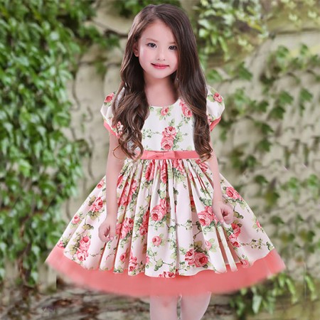 Girls Fashionable Party Frock - Pink Month