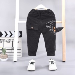 Children's Clothing Casual Trousers - Black dinosaur