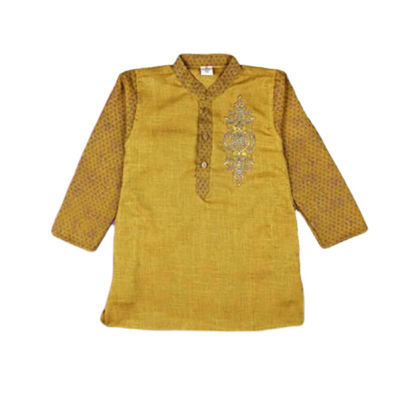 Kids Panjabi-Pajama Set- Golden color