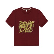 Boys T-Shirt- Maroon BM Print