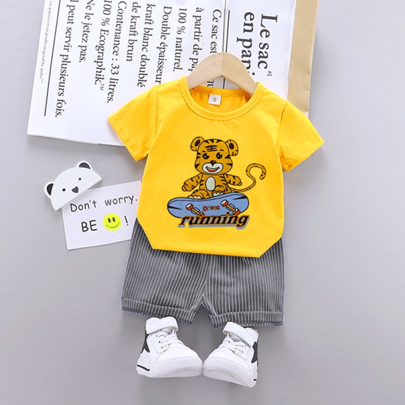 Baby T-Shirt & Shorts Set - Tiger yellow