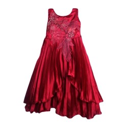 Girls Party Frock - Maroon