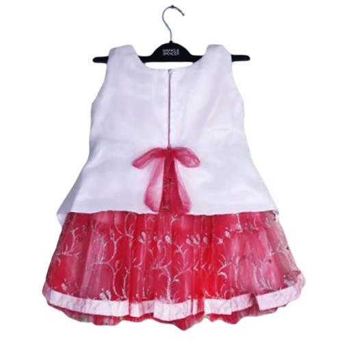 Girls Party Frock - White And Pink