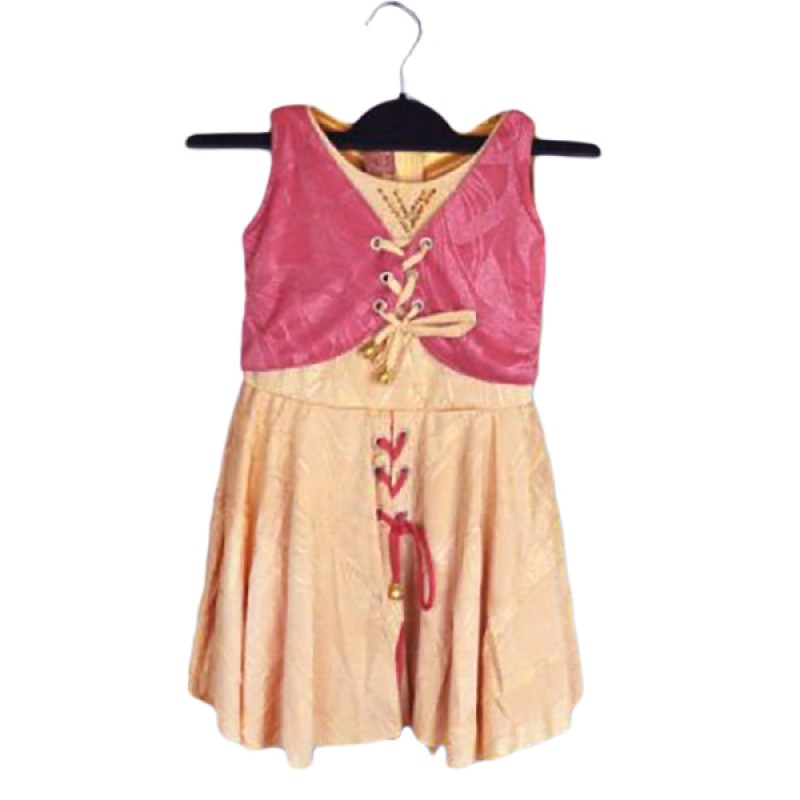 Girls Party Frock-  Brown & Pink