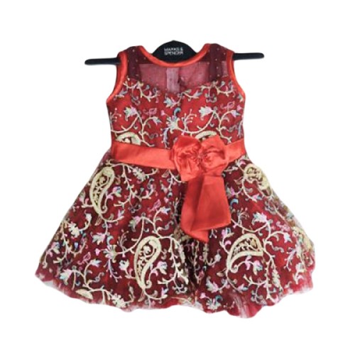 Girls Party Frock - Maroon