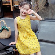 Girl Summer Sleeveless Dress - Yellow wind chimes