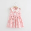 Girls Doll Collar Cotton Dress - Pink cherry blossom