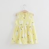 Girls Doll Collar Cotton Dress - Yellow cherry blossom