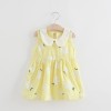 Girls Doll Collar Cotton Dress - Yellow cherry blossom