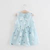 Girls Doll Collar Cotton Dress - Blue cherry blossom