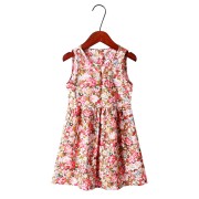 Girl Summer Sleeveless Dress - Pastoral floral vest skirt