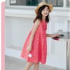 Girl Summer Sleeveless Dress - TQ red floral bow