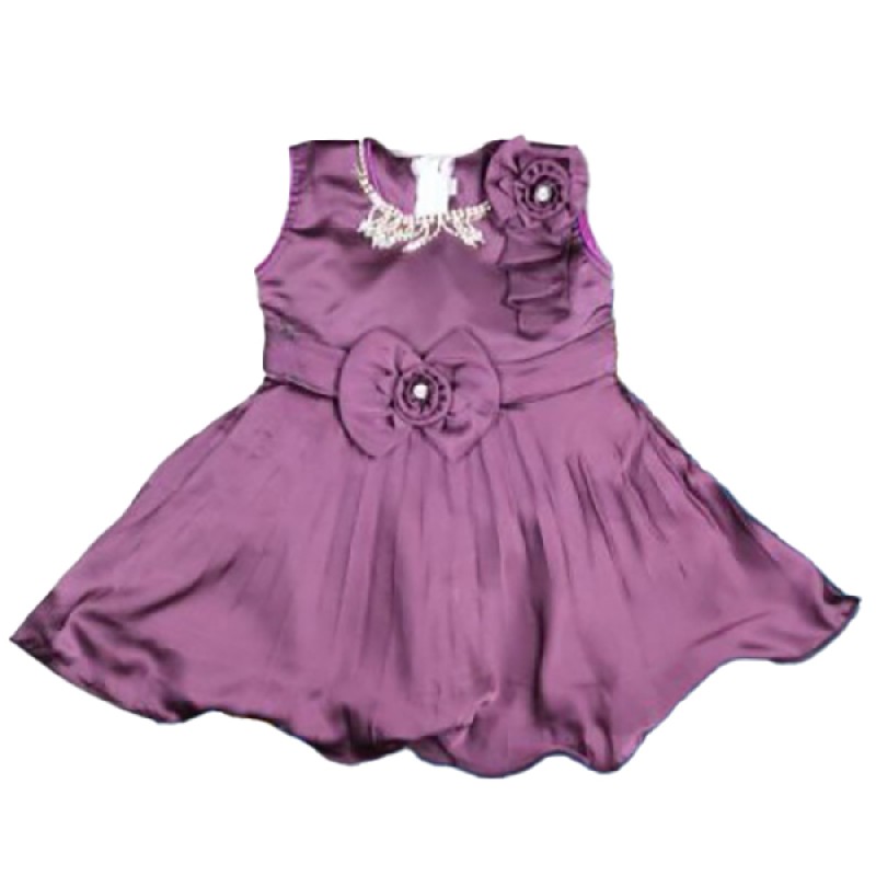 Girls Frock with Necklace - Purple