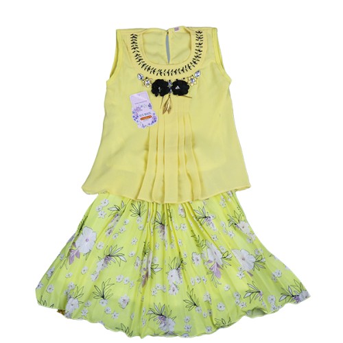 Girls Top and Skirt – Yellow