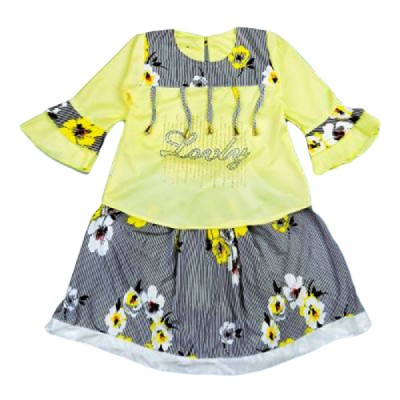 Girls Top  & Skirt – Yellow