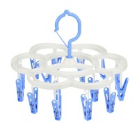 Windproof Drying Plastic Hanger 16 Clip - Nordic blue