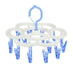 Windproof Drying Plastic Hanger 16 Clip - Nordic blue