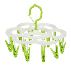 Windproof Drying Plastic Hanger 16 Clip - Nordic green