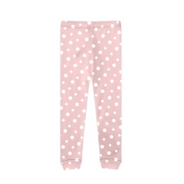 Full Length Cotton Stretchable Leggings-Dot Printed Light Pink Color