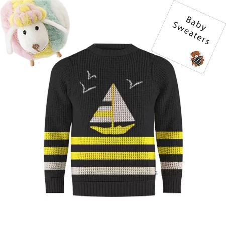 Baby Acrylic Knit Full Sleeves Sweater - Black | at Sonamoni BD
