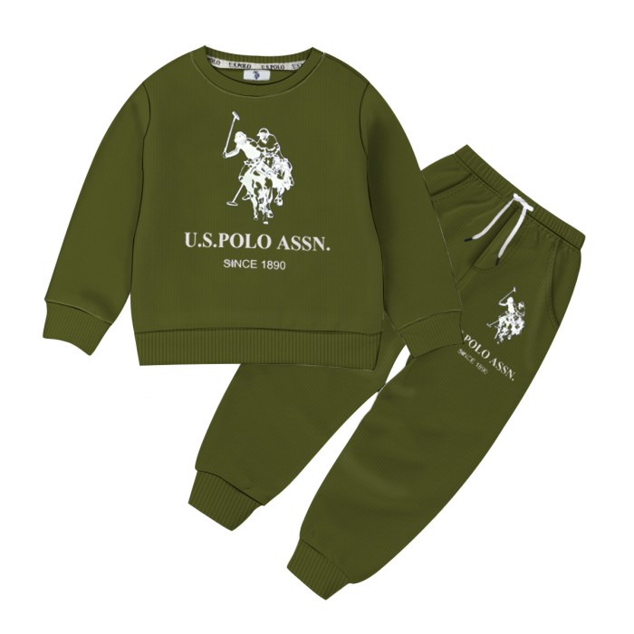 Baby Full Sleeve Sweat Shirt and Trouser Set-U.S Polo Olive Color | at Sonamoni BD