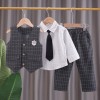 Baby Gentle Three-Piece Suit Set -Deep Gray