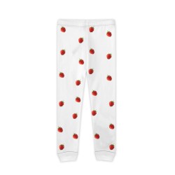 Full Length Cotton Stretchable Leggings-Strawberry White Color