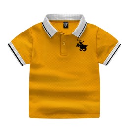 Boys Short Sleeve Cotton Polo Shirt-Yellow Color