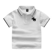 Boys Short Sleeve Cotton Polo Shirt-White Color