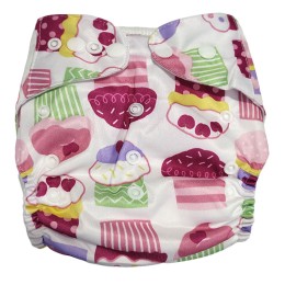 Washable and Reusable Cloth Diaper with 1 Pad -Cake Multi-Color