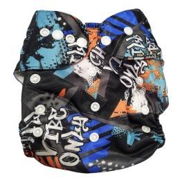 Washable and Reusable Cloth Diaper with 1 Pad - Black Color