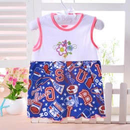 Baby Printed Casual Frock-Blue Color