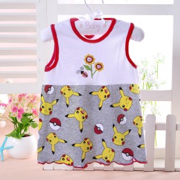 Baby Pokemon Printed Casual Frock-Gray Color