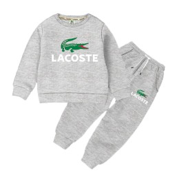 Baby Crocodile Printed Full Sleeve Sweat Shirt and Trouser Set-Gray Color