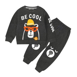 Baby Full Sleeve Sweat Shirt and Trouser Set- Be Cool Black Color